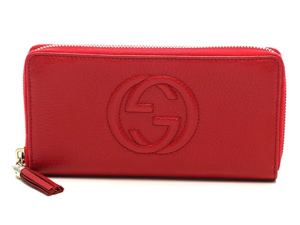 Gucci Soho Zip Around Wallet Red Leather Round Long